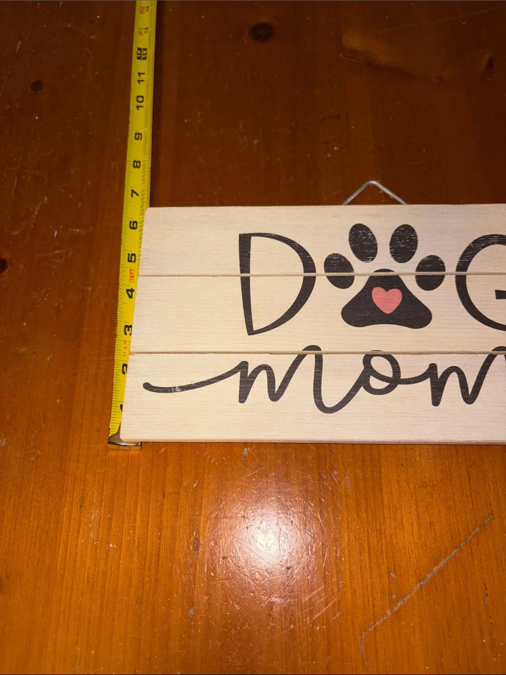 Dog Mom Wooden Wall Sign - Black & Pink Lettering